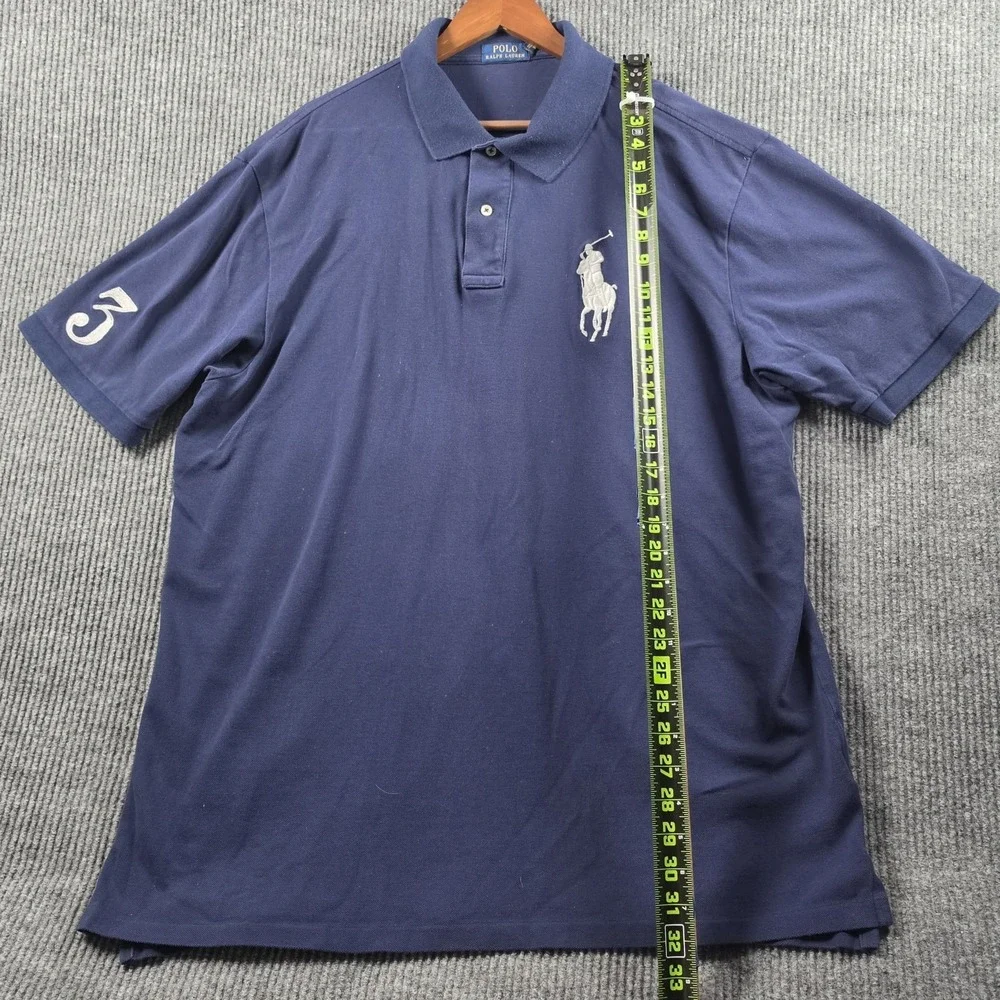 Polo Ralph Lauren Mens 2XLT‎ Tall Navy Blue Short Sleeve Polo Shirt Big Pony #3